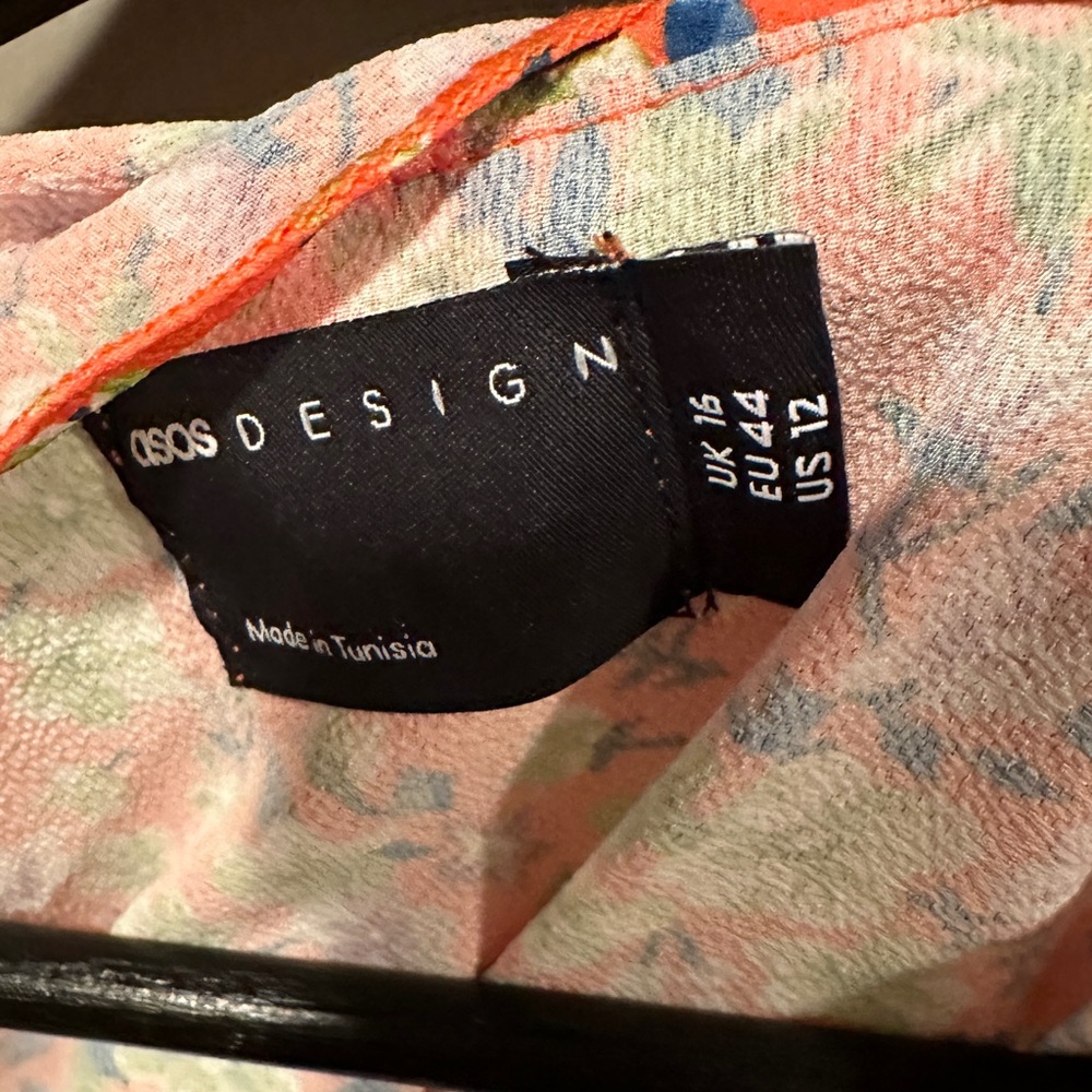 ASOS DESIGN lace trim ruffle bodice mini tea dress in orange ditsy - Picture 3 of 4